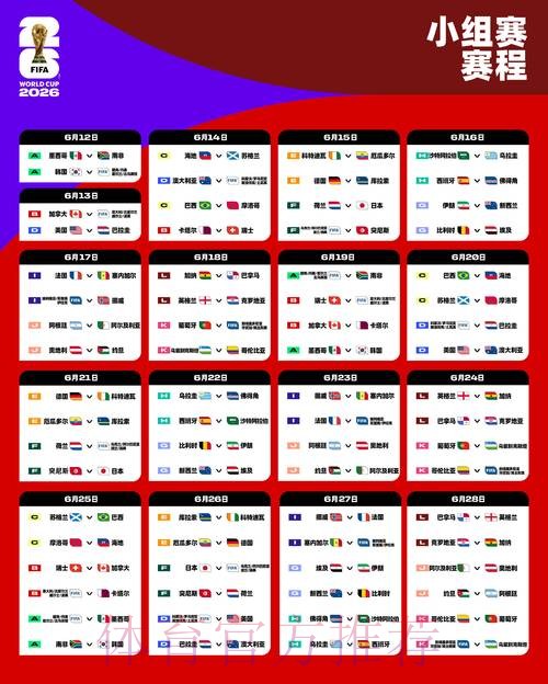 2026世界杯小组赛赛程官方发布全程直播查询入口